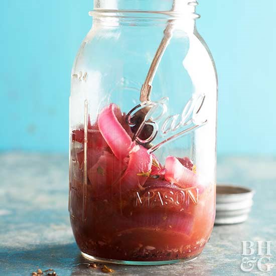 Quick-pickled red onions