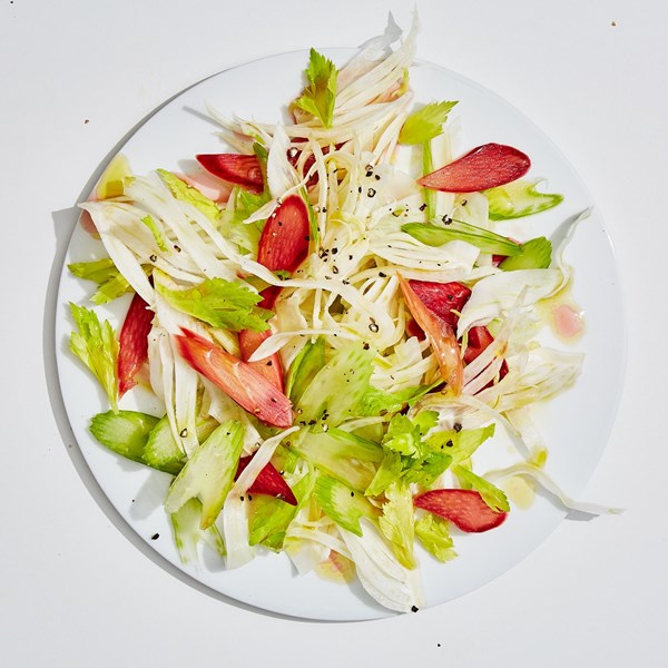 Quick-pickled rhubarb salad