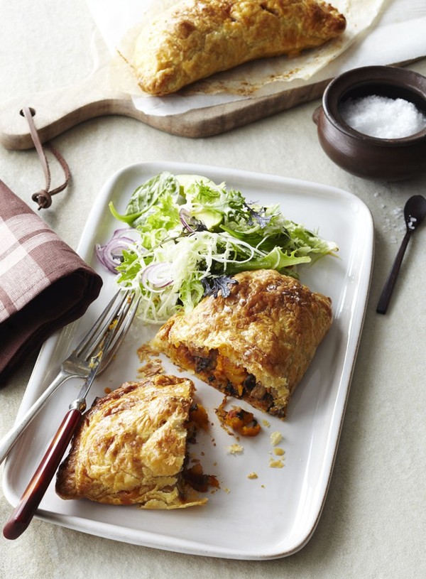 Quick pumpkin and mushroom calzone