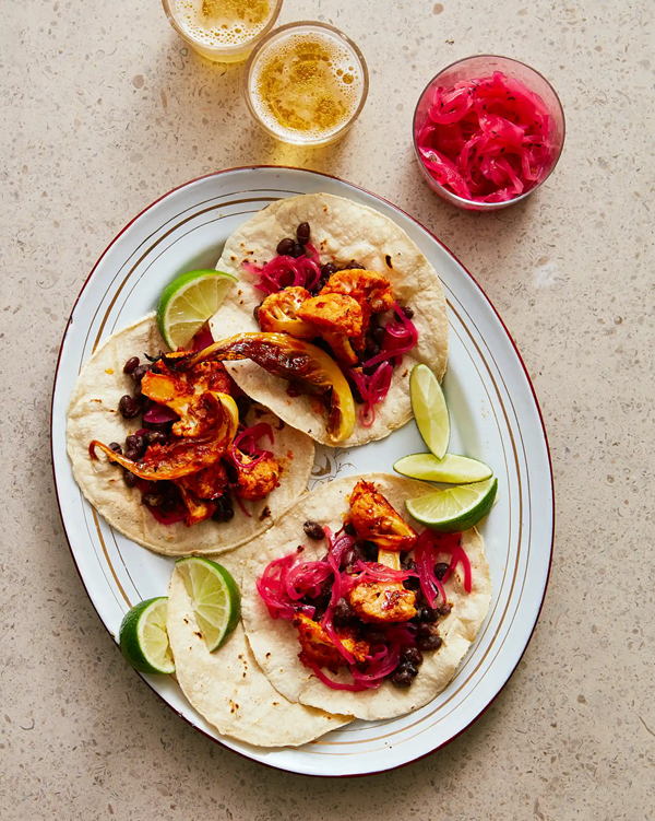 Quick-roast cauliflower with pickled onions