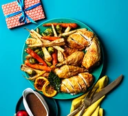 Quick roast chicken & sticky veg