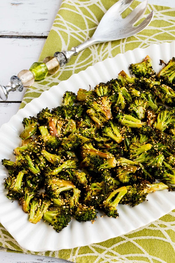 Quick roasted broccoli with soy sauce and sesame