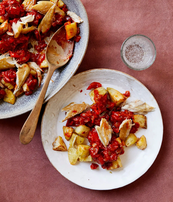 Quick roasties with smoked mackerel