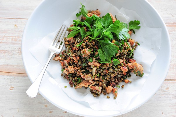 Quick sausages & lentils