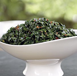 Quick-sautéed collard ribbons