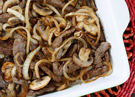 Quick skillet steak with onions and mushrooms