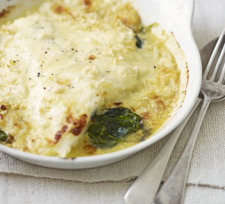Quick smoked haddock and spinach gratins