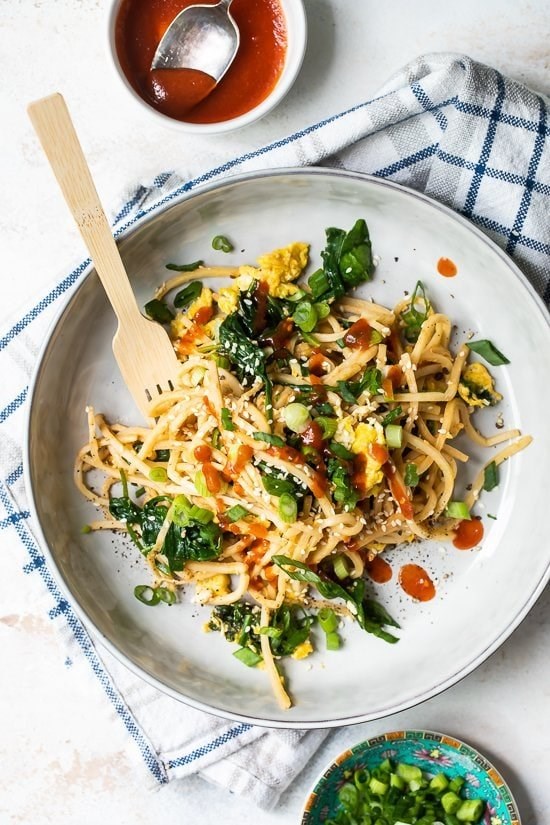 Quick spicy peanut palmini  noodle stir fry