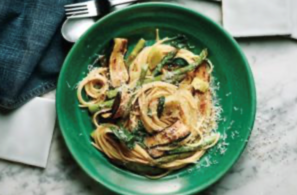 Quick spring carbonara