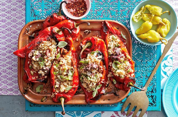 Quick stuffed Romano peppers
