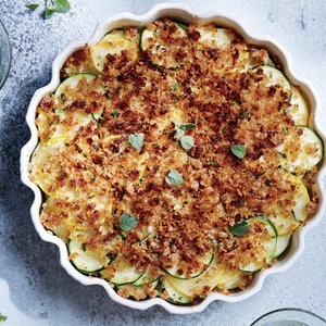 Quick summer squash and bell pepper gratin