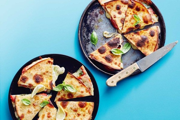Quick tomato, basil & sumac gozleme