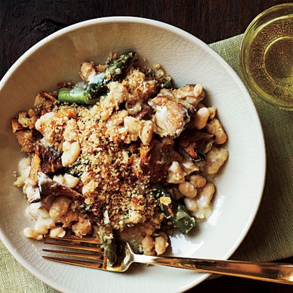 Quick white bean, asparagus, and mushroom cassoulet