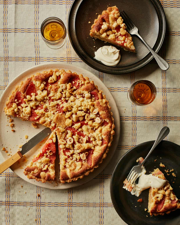 Quince and hazelnut tart