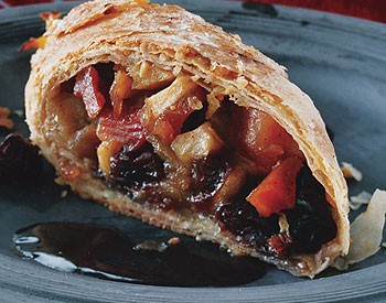 Quince apple strudels with quince syrup