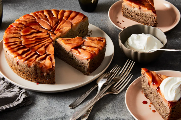 Quince buckwheat upside-down cake