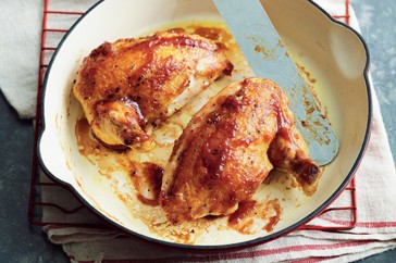 Quince-glazed chicken with cranberry, Manchego & pine nut salad