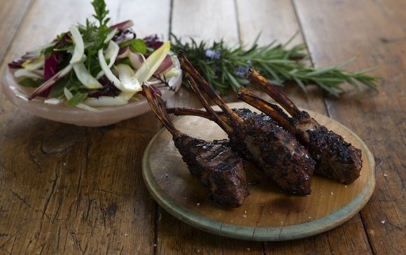Quince glazed double lamb chops