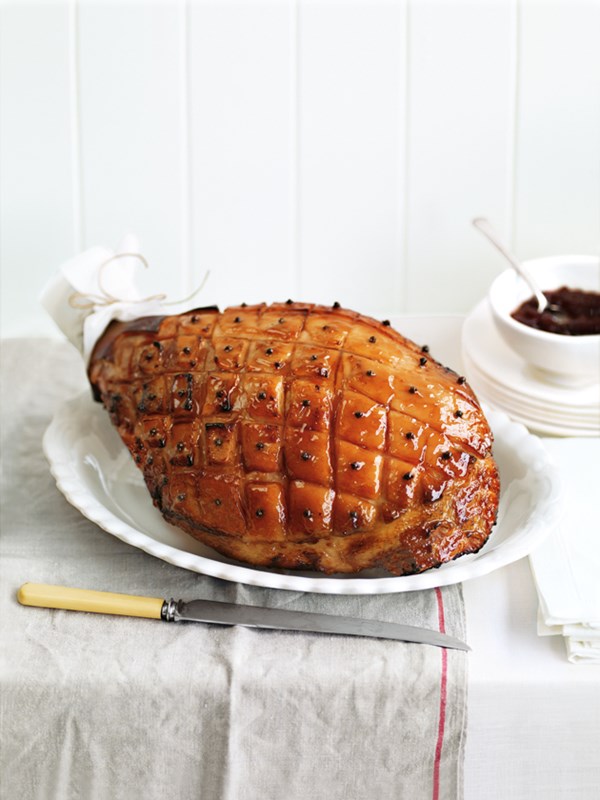 Quince jelly glazed ham