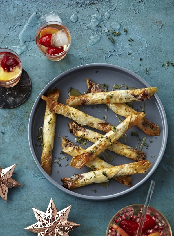 Quince paste, thyme and goat's cheese cigars