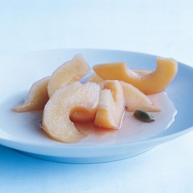Quince poached in cardamom syrup