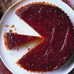 Quince, white chocolate and macadamia tart