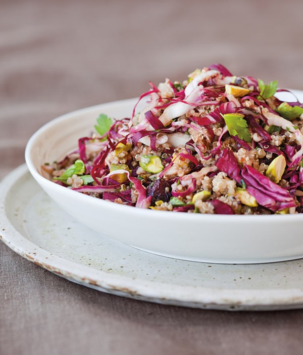 Quinoa & radicchio salad with dried cherries & pistachios