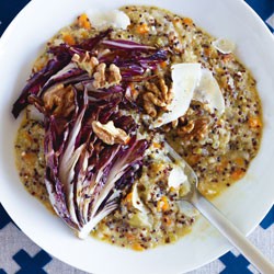 Quinoa, amaranth and goat's cheese risotto with grilled radicchio