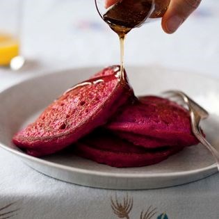 Quinoa and beet pancakes