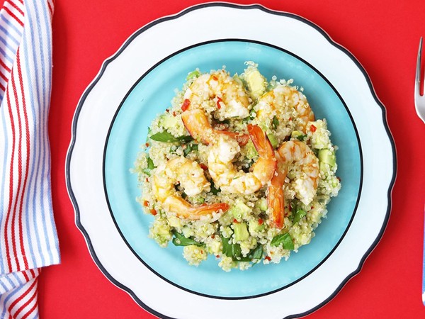 Quinoa and citrus prawn salad