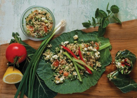 Quinoa and goat cheese collard rolls