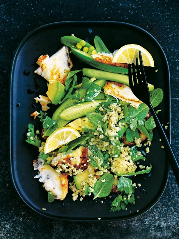Quinoa and haloumi spring salad