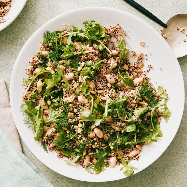 Quinoa-bean salad with lots of dill