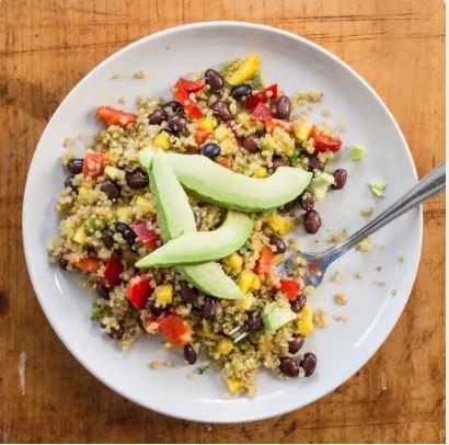 Quinoa, black bean, and mango salad with lime vinaigrette