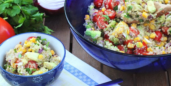 Quinoa, corn, and avocado salad