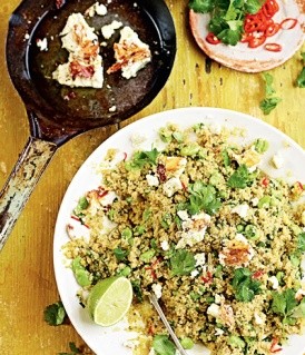 Quinoa, feta & broad bean salad