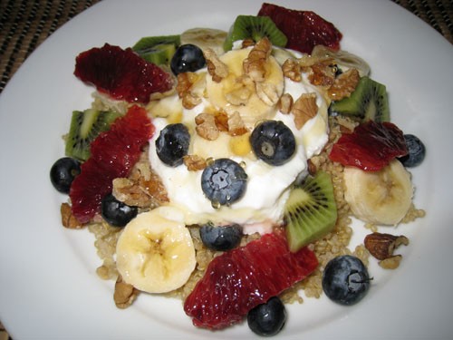 Quinoa fruit salad with yogurt