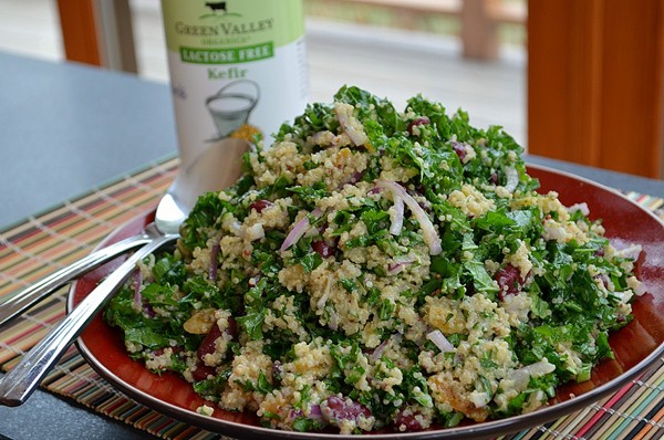 Quinoa-kale salad with kefir-cumin dressing
