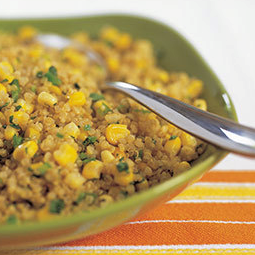 Quinoa pilaf with corn and jalapeños