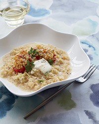 Quinoa risotto with lemon and roasted tomatoes