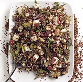 Quinoa salad with apples, walnuts, dried cranberries, and Gouda