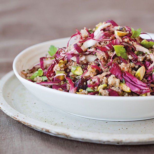Quinoa salad with dried cherries & pistachios