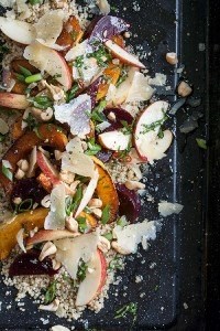 Quinoa salad with roasted squash, cashews & Gouda