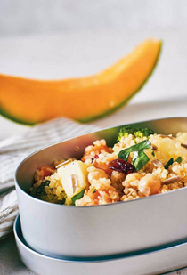 Quinoa salad with turmeric tahini dressing
