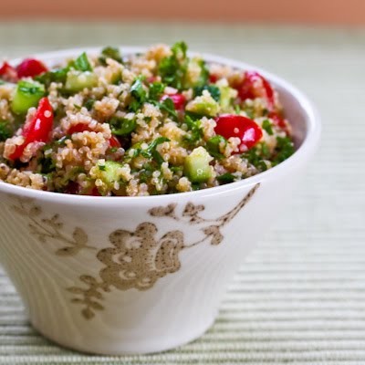 Quinoa tabbouleh salad with parsley and mint