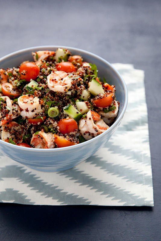 Quinoa tabbouleh with lemony shrimp