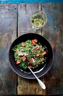 Quinoa tabbouleh with sardines