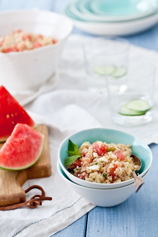 Quinoa, watermelon and feta salad