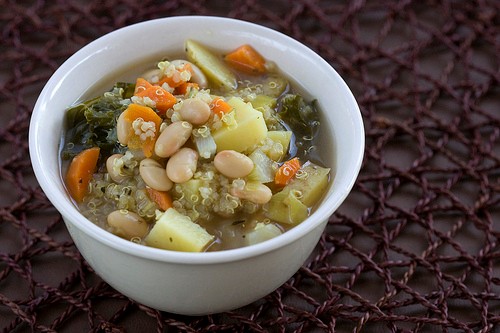 Quinoa, white bean, and kale stew