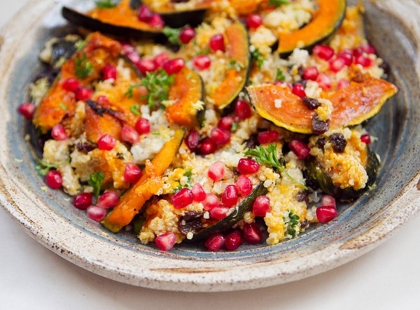 Quinoa with acorn squash and pomegranate